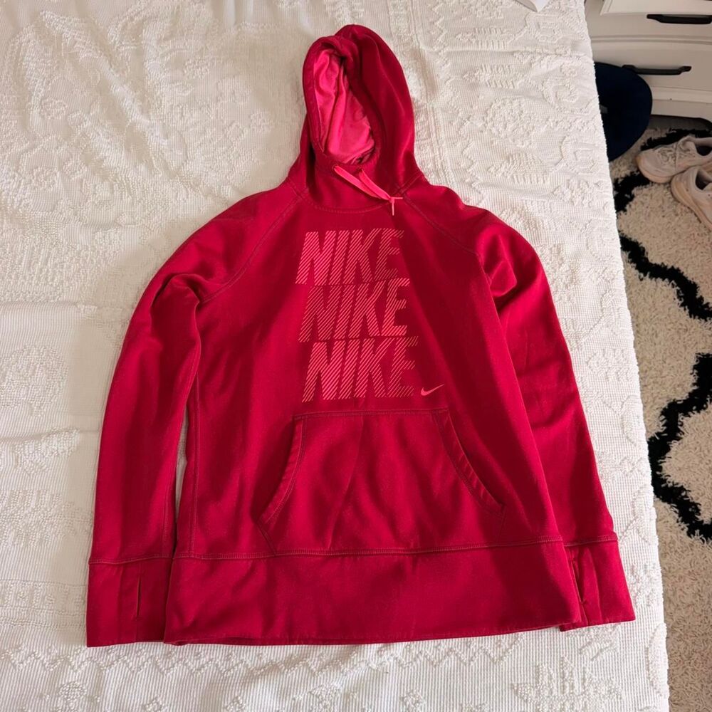 Nike Therma-FIT Pink Red Pullover Hoodie Size L